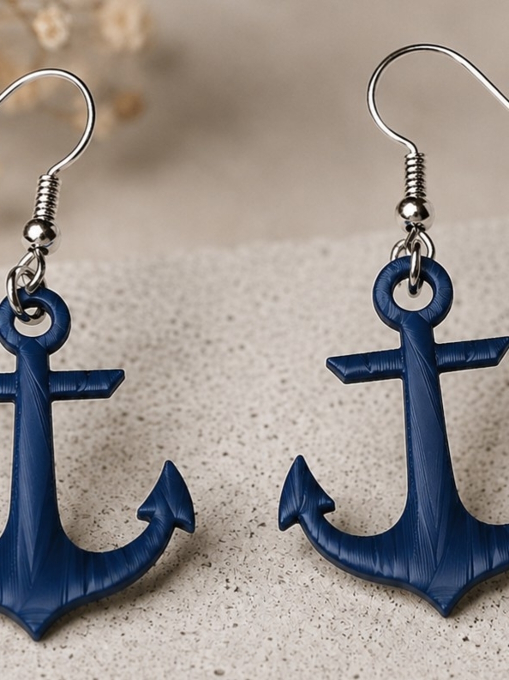 Navy Anchor Dangle Earrings for Women - Classic Nautical Charm
